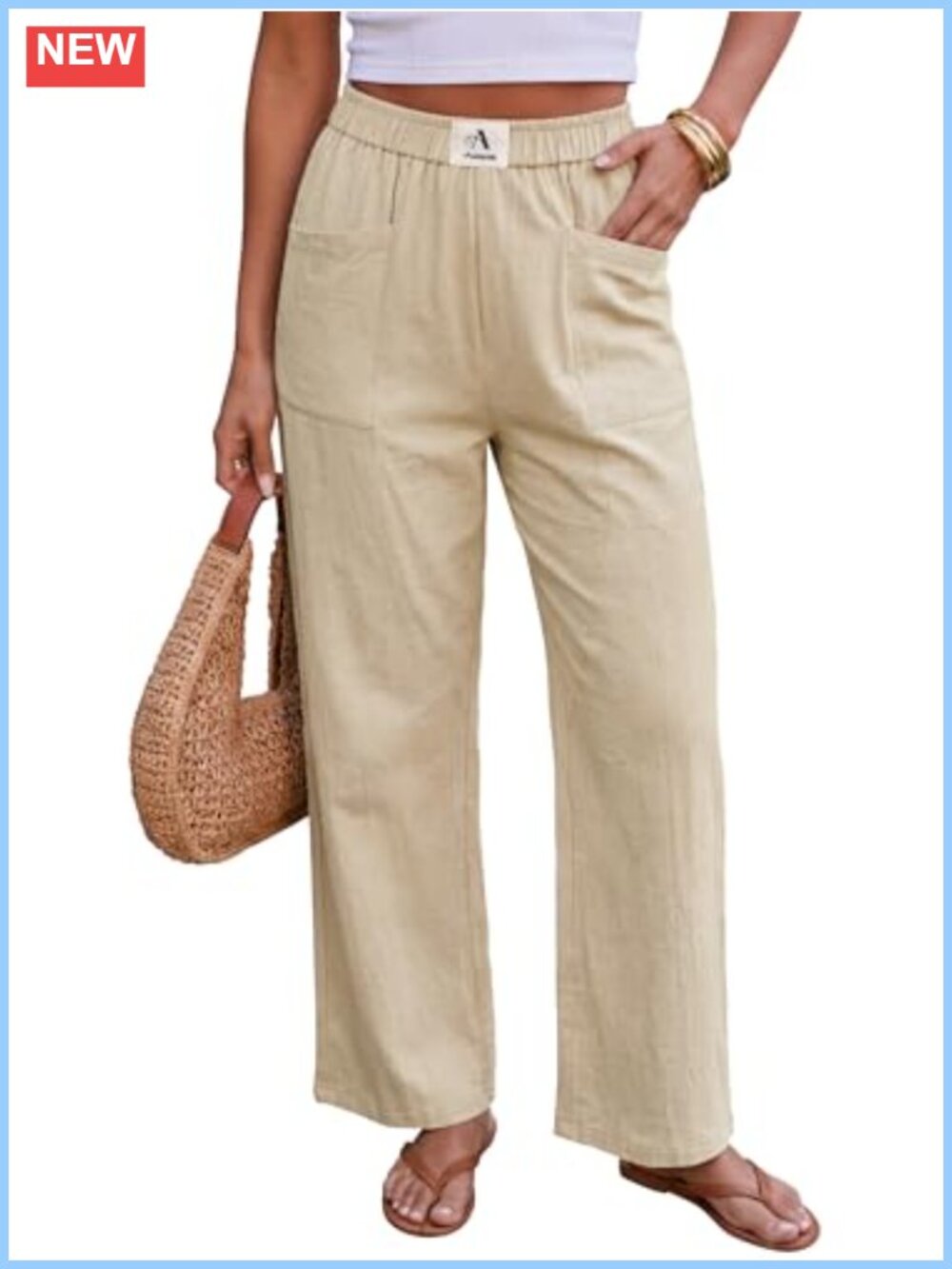 Wide Leg Palazzo Pants with Pockets High Waist Flowy Rayon
